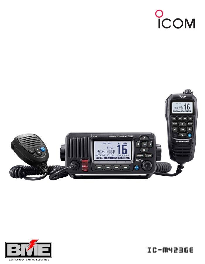Icom IC-M423GE VHF Marine with Transceiver Active Noise Cancelling Technology and Built-in GPS for Simple Installation