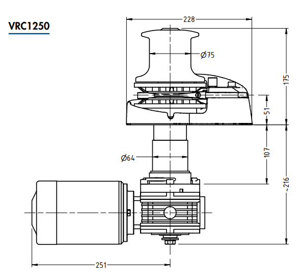Muir Storm VR/C1250 1000W Anchor Winch