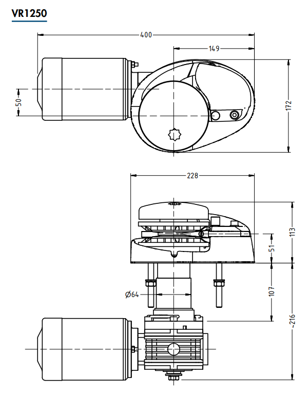 Muir Storm VR/C1250 1000W Anchor Winch